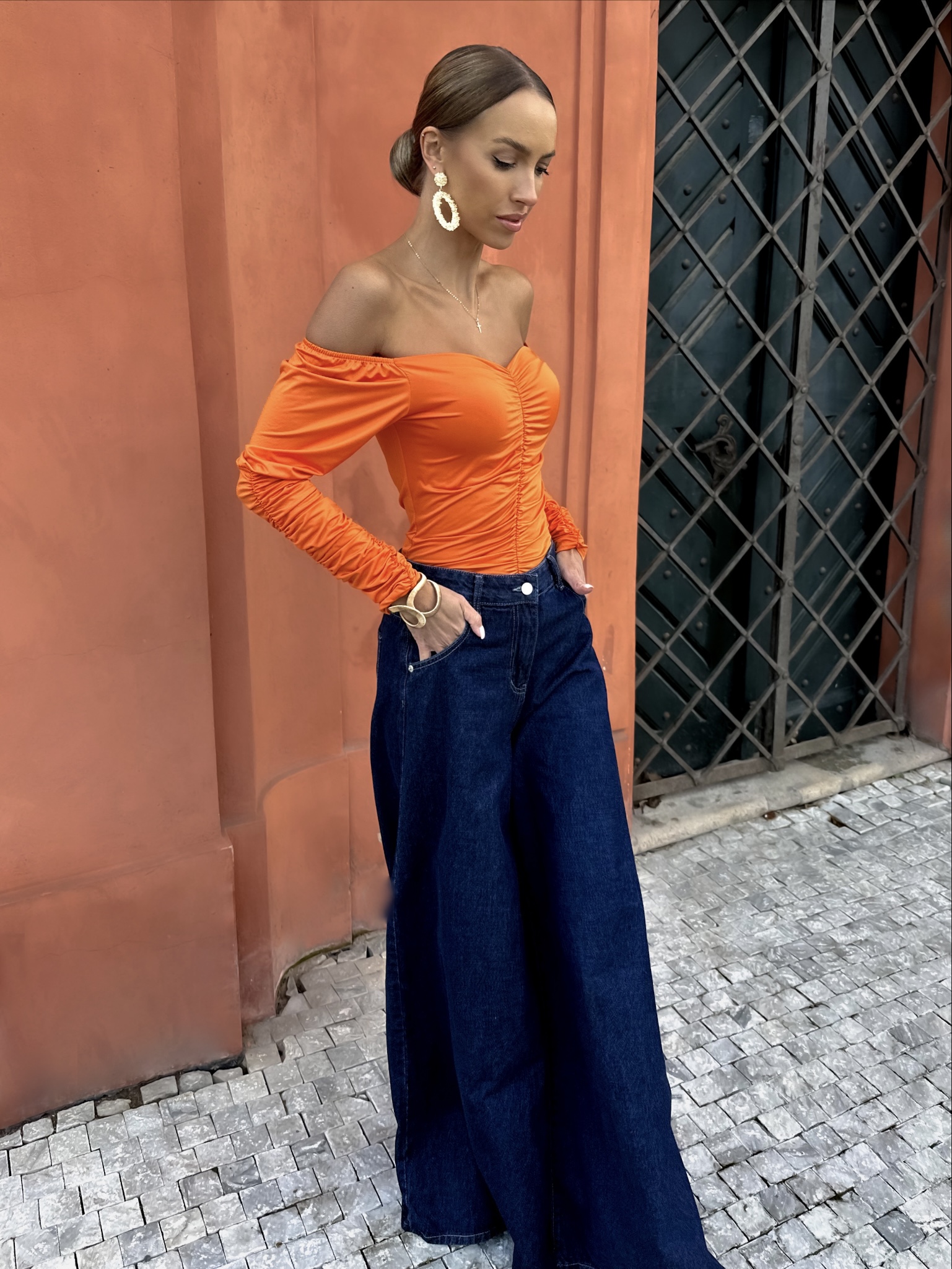 Oranžový stylový top ARIGET Velikost: ONESIZE - Obrázek 3