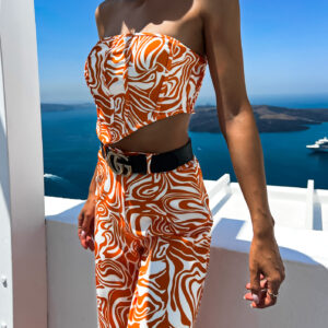 Oranžový vzorovaný komplet HOLLIS