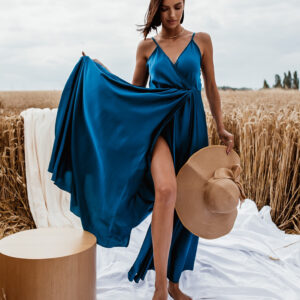 Petrolejové lesklé šaty PERFECTLY