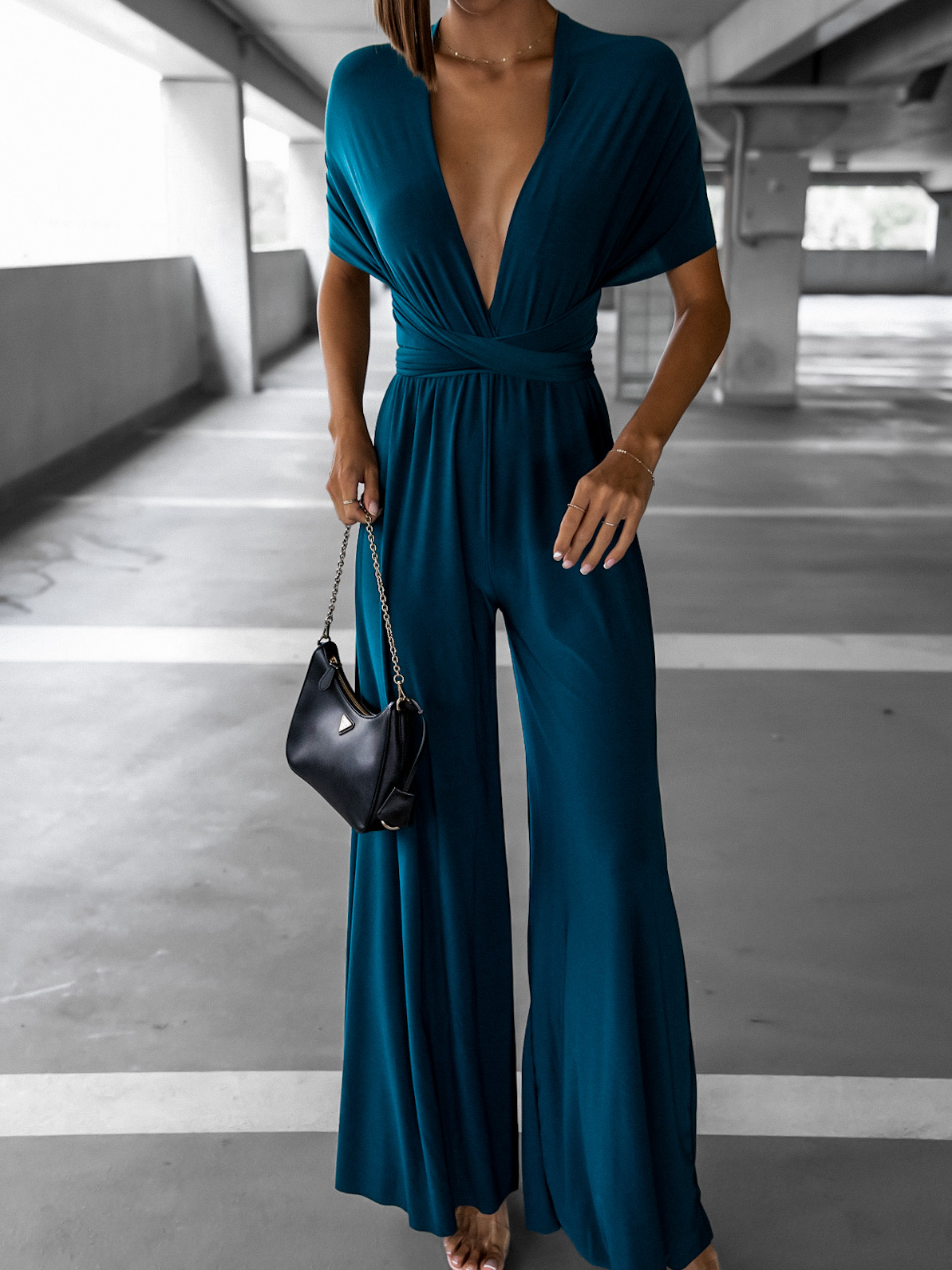 Petrolejový dlouhý overal PERCY na zavazování - Obrázek 2