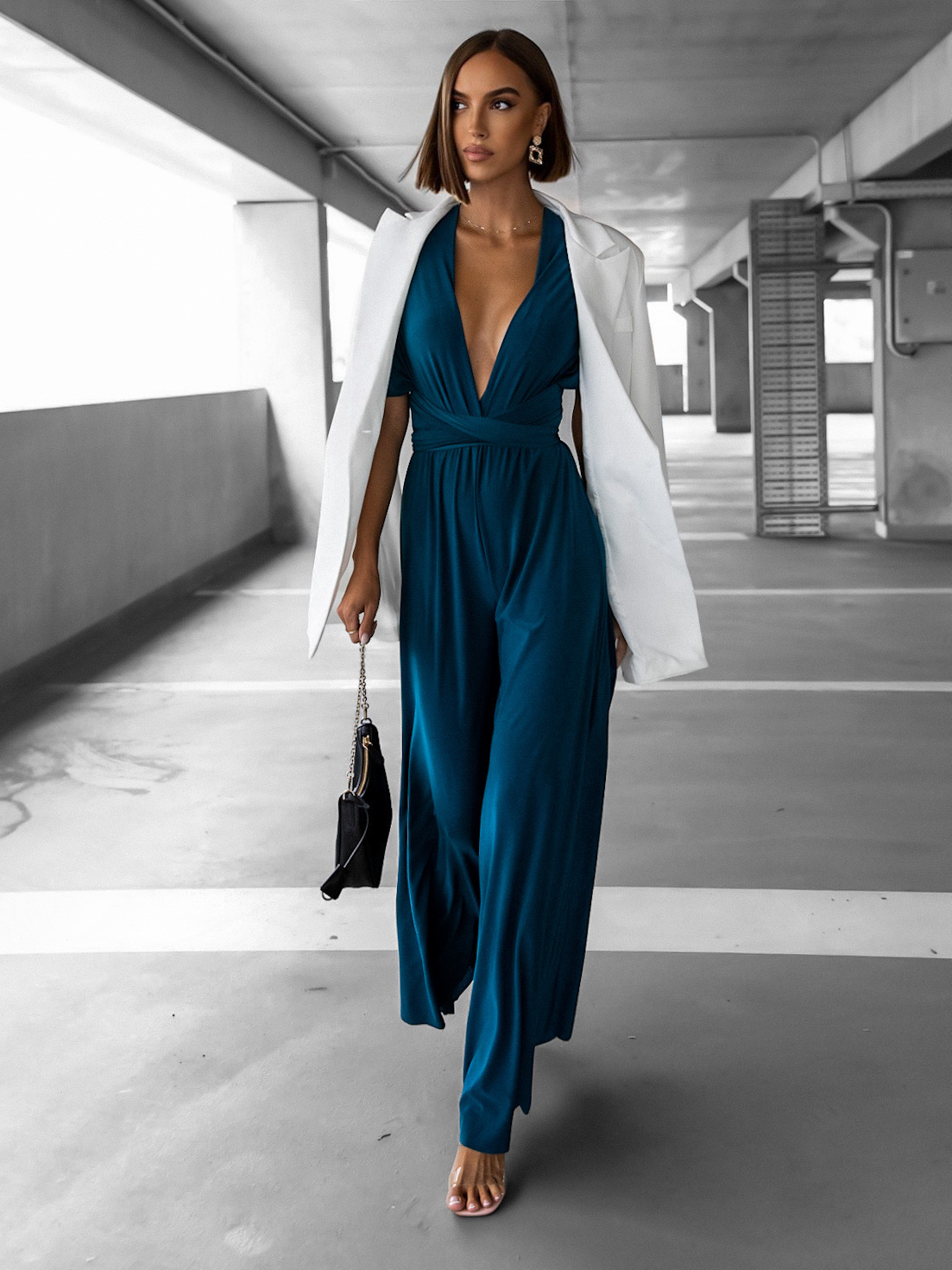 Petrolejový dlouhý overal PERCY na zavazování