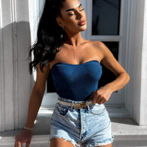 Petrolejový žebrovaný top KARPANY Velikost: M/L