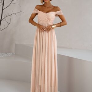 Pudrové tylové společenské šaty BOSCO Velikost: ONESIZE