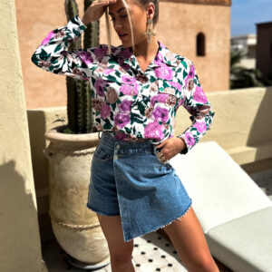 Růžová květinová košile KOSTLIN Velikost: ONESIZE