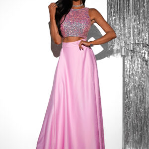 Růžová saténová dlouhá zavinovací sukně DENISSE Velikost: ONESIZE