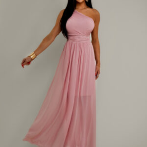 Růžové elegantní dlouhé šaty FLOAT