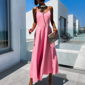 Růžové elegantní dlouhé šaty ZUZALI Velikost: ONESIZE