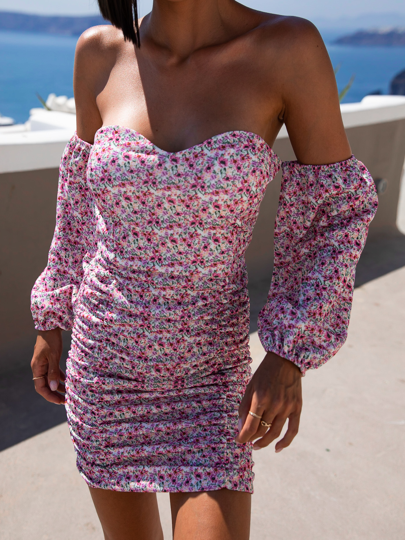 Růžové elegantní šaty HAZEL s květinovým vzorem - Obrázek 2