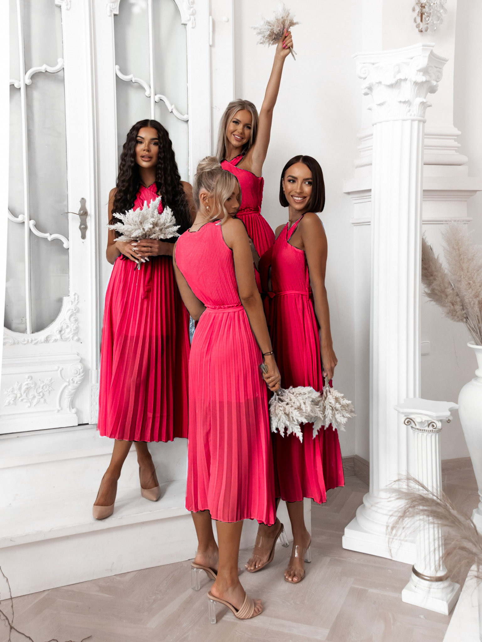 Růžové plisované šaty MILHAN Velikost: ONESIZE - Obrázek 2