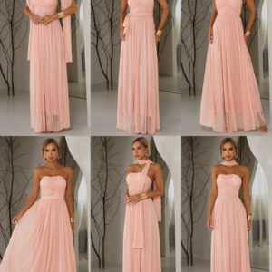 Růžové tylové dlouhé šaty BOLEMIR s vlečkou Velikost: ONESIZE