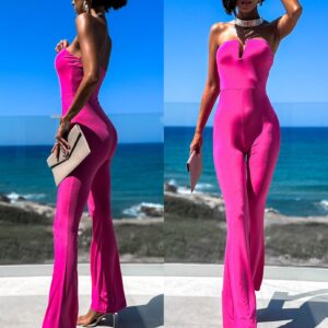 Růžový elegantní overal DAENA Velikost: M/L