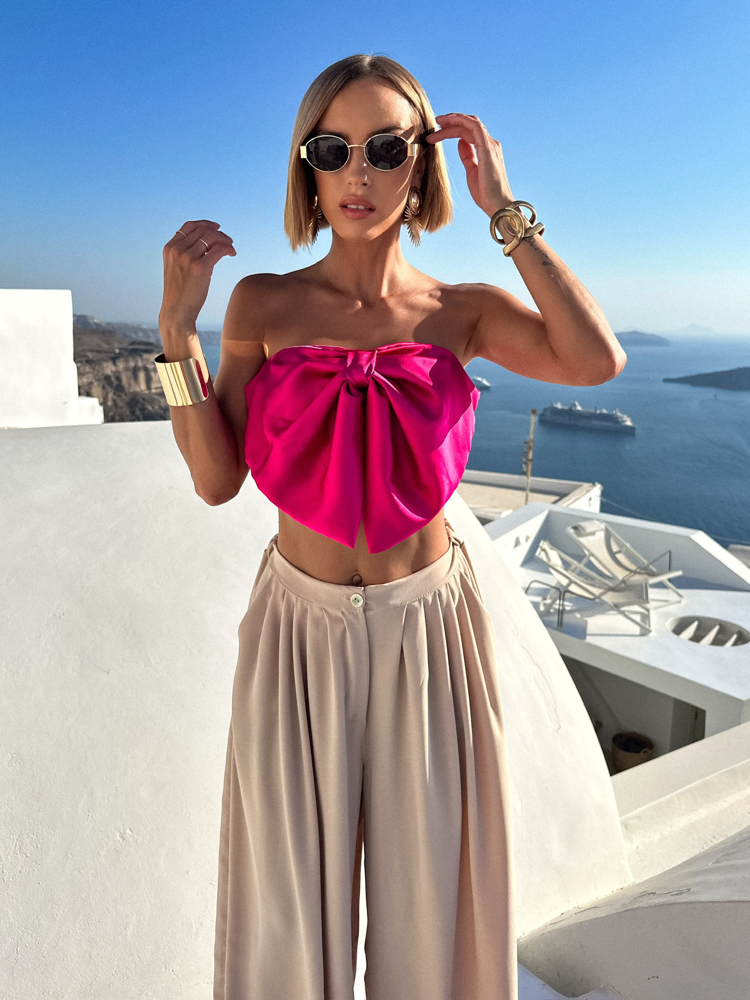 Růžový top LEODEGAR s mašlí Velikost: ONESIZE - Obrázek 3