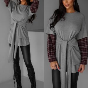 Šedá stylová oversize mikina BARBARA Velikost: ONESIZE