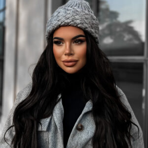 Šedá zimní čepice BASAL se vzory