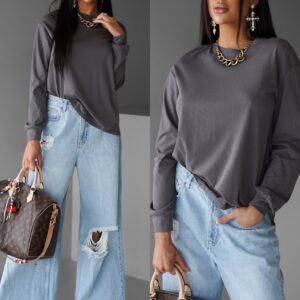 Šedé basic bavlněné triko CENKA Velikost: ONESIZE