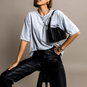 Šedé basic tričko ZALMAI s kapsičkou Velikost: ONESIZE