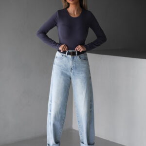 Šedé basic triko KAROLINA s dlouhým rukávem Velikost: ONESIZE