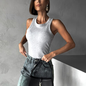 Šedé basic žebrované tílko MOMMO Velikost: M/L