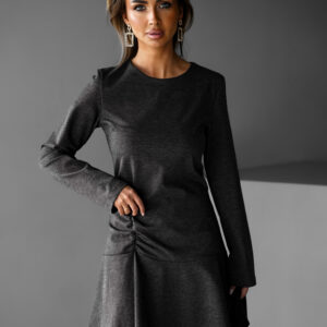 Šedé elegantní krátké šaty AYGLU s volánem Velikost: ONESIZE