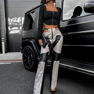 Šedé koženkové kalhoty VAPIREW Velikost: L