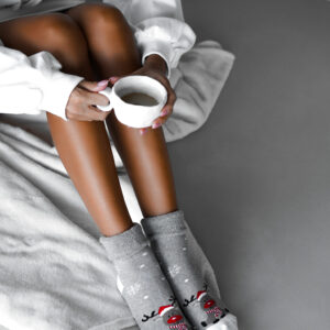 Šedé vánoční ponožky BLANKET se sobem Velikost: ONESIZE