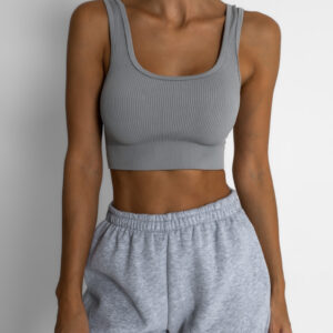 Šedý basic krátký sportovní top ROJELIO Velikost: S/M