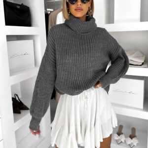 Šedý dlouhý svetr CONSTANE Velikost: ONESIZE