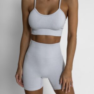 Šedý sportovní elastický žebrovaný komplet LETIS Velikost: M/L