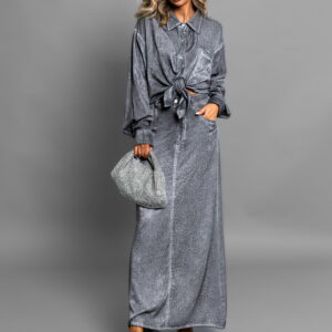 Šedý třpytivý komplet PAOLA s kamínky Velikost: S/M