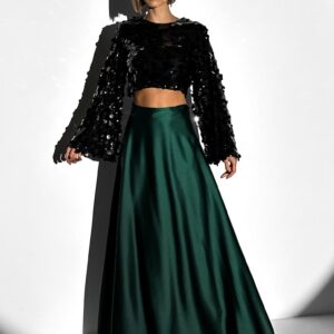 Smaragdová dlouhá plesová sukně DENISSE zavinovací Velikost: ONESIZE