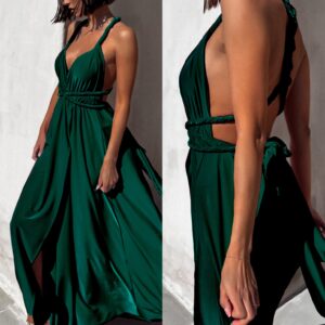 Smaragdové elegantní šaty KATIE s vázáním Velikost: ONESIZE