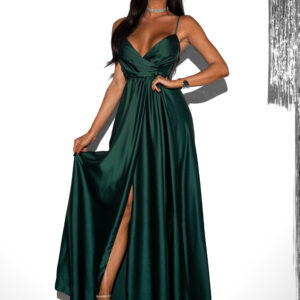 Smaragdové elegantní šaty PATILLA s rozparkem Velikost: ONESIZE