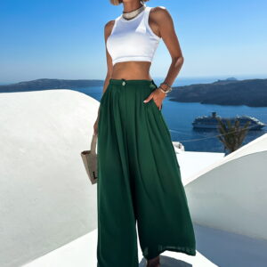 Smaragdové široké extra wide leg kalhoty VATIKA Velikost: ONESIZE