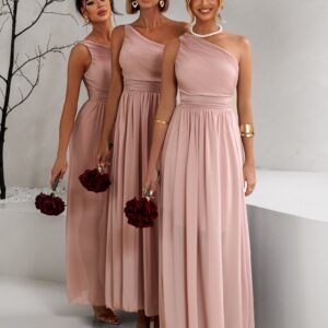 Starorůžové asymetrické dlouhé šaty FLOAT pro družičky Velikost: ONESIZE