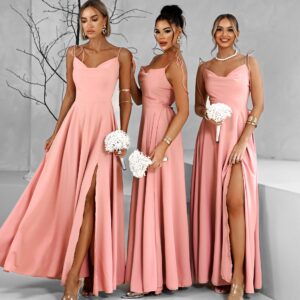 Starorůžové dlouhé šaty LERDISEL pro družičky Velikost: ONESIZE