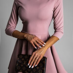 Starorůžové elegantní šaty GROUND s dlouhým rukávem