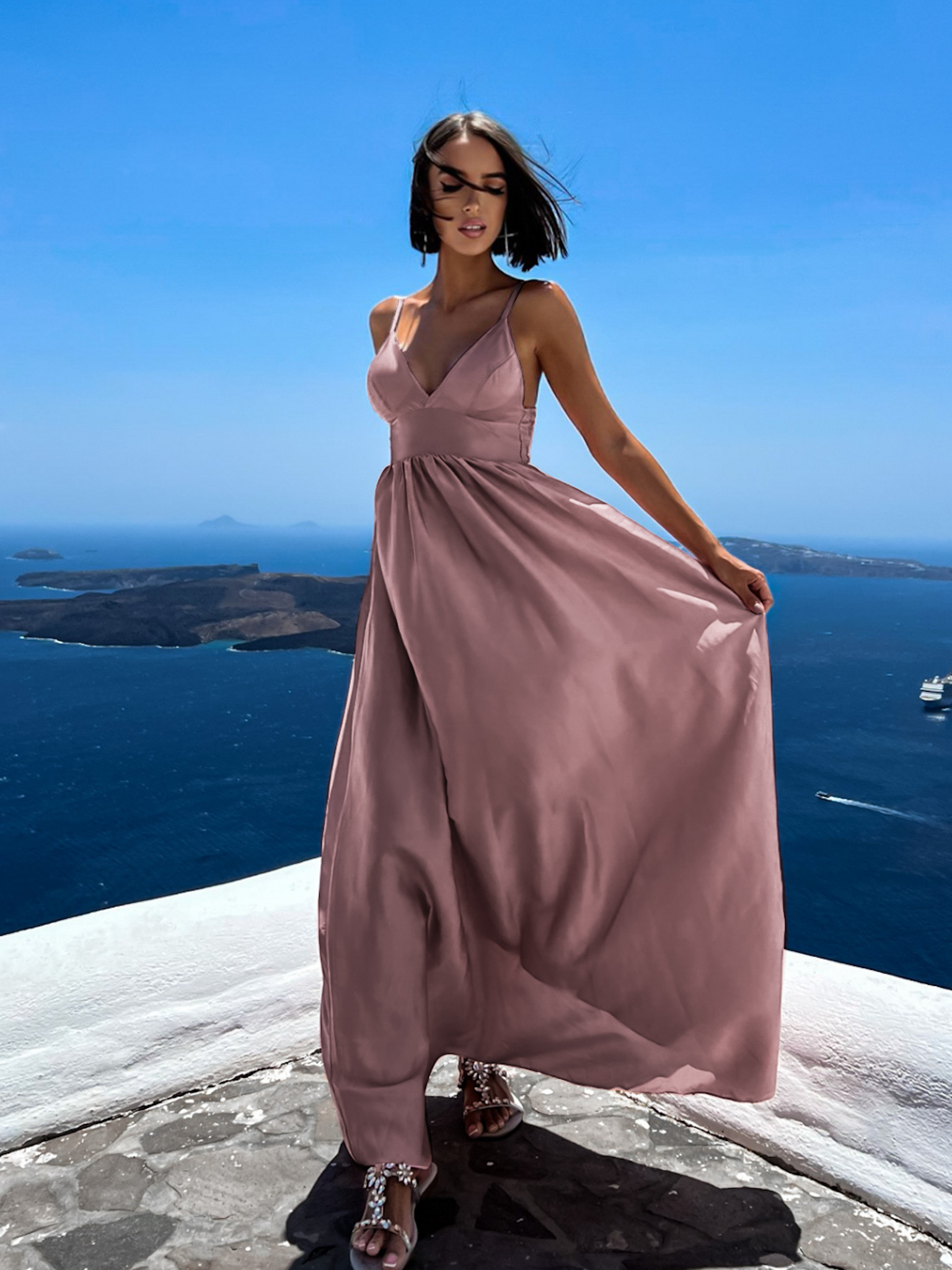 Starorůžové elegantní šaty MAKANY Velikost: ONESIZE - Obrázek 2