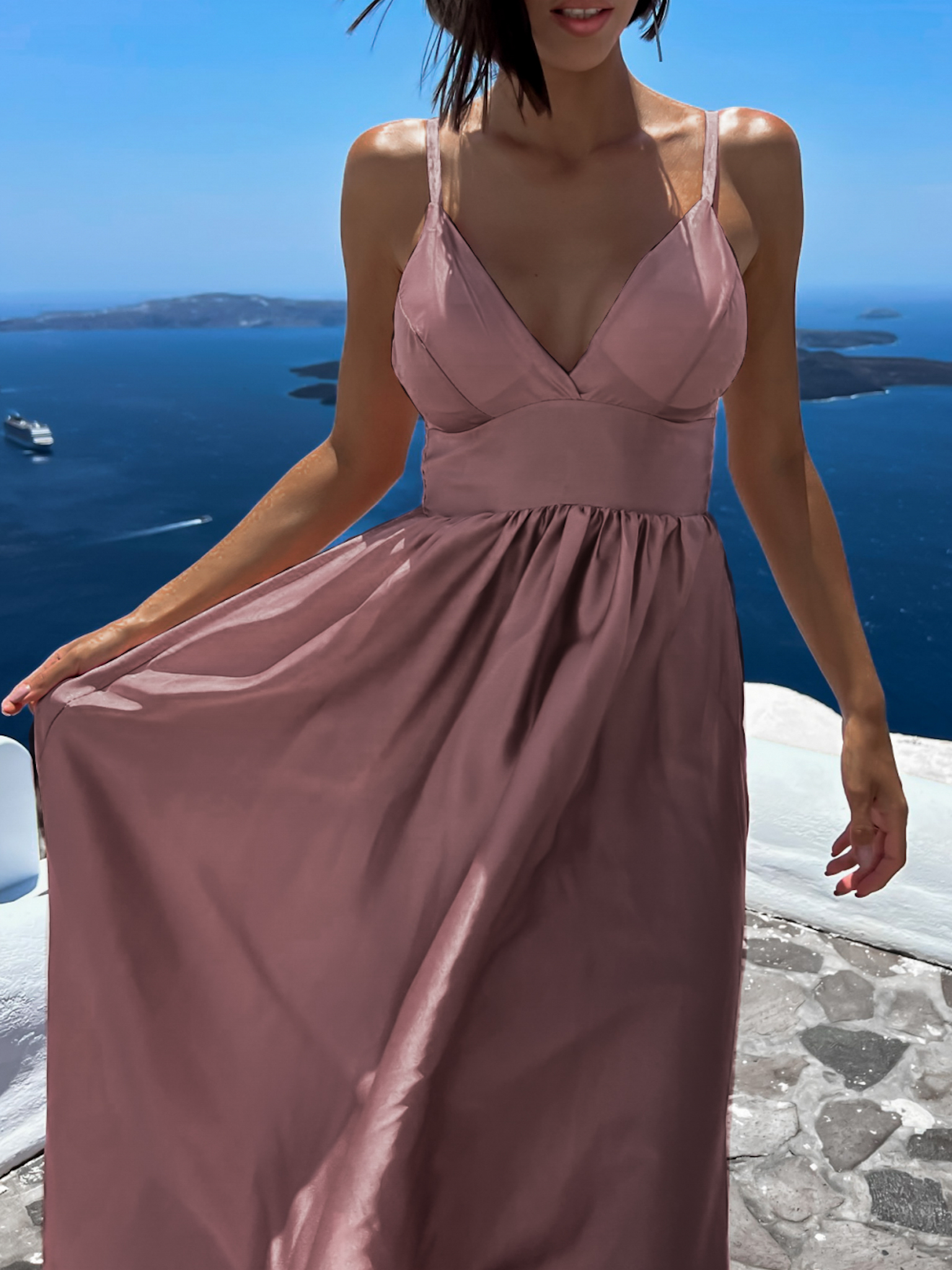 Starorůžové elegantní šaty MAKANY Velikost: ONESIZE - Obrázek 3