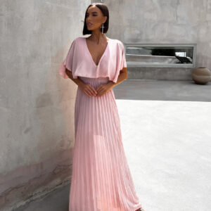 Starorůžové elegantní šaty PARFOMELLE s výsřihem do V
