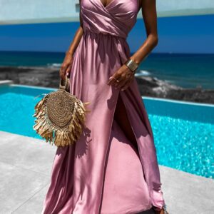 Starorůžové elegantní šaty PATILLA s rozparkem Velikost: ONESIZE