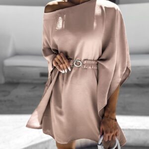 Starorůžové elegantní šaty WOLKA s páskem Velikost: ONESIZE