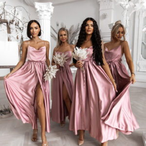 Starorůžové lesklé elegantní šaty YASMINE pro družičky Velikost: ONESIZE