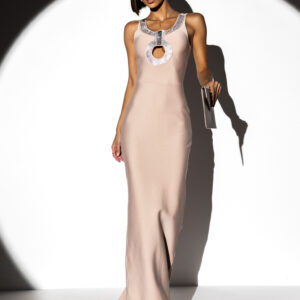 Starorůžové společenské šaty LINDENE s kamínky Velikost: L