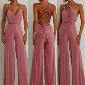 Starorůžový dlouhý overal PERCY na zavazování