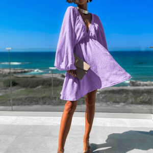 Světle fialové krátké šaty RANGE s výstřihem do V Velikost: ONESIZE