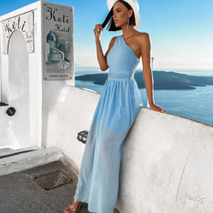 Světle modré elegantní dlouhé šaty FLOAT