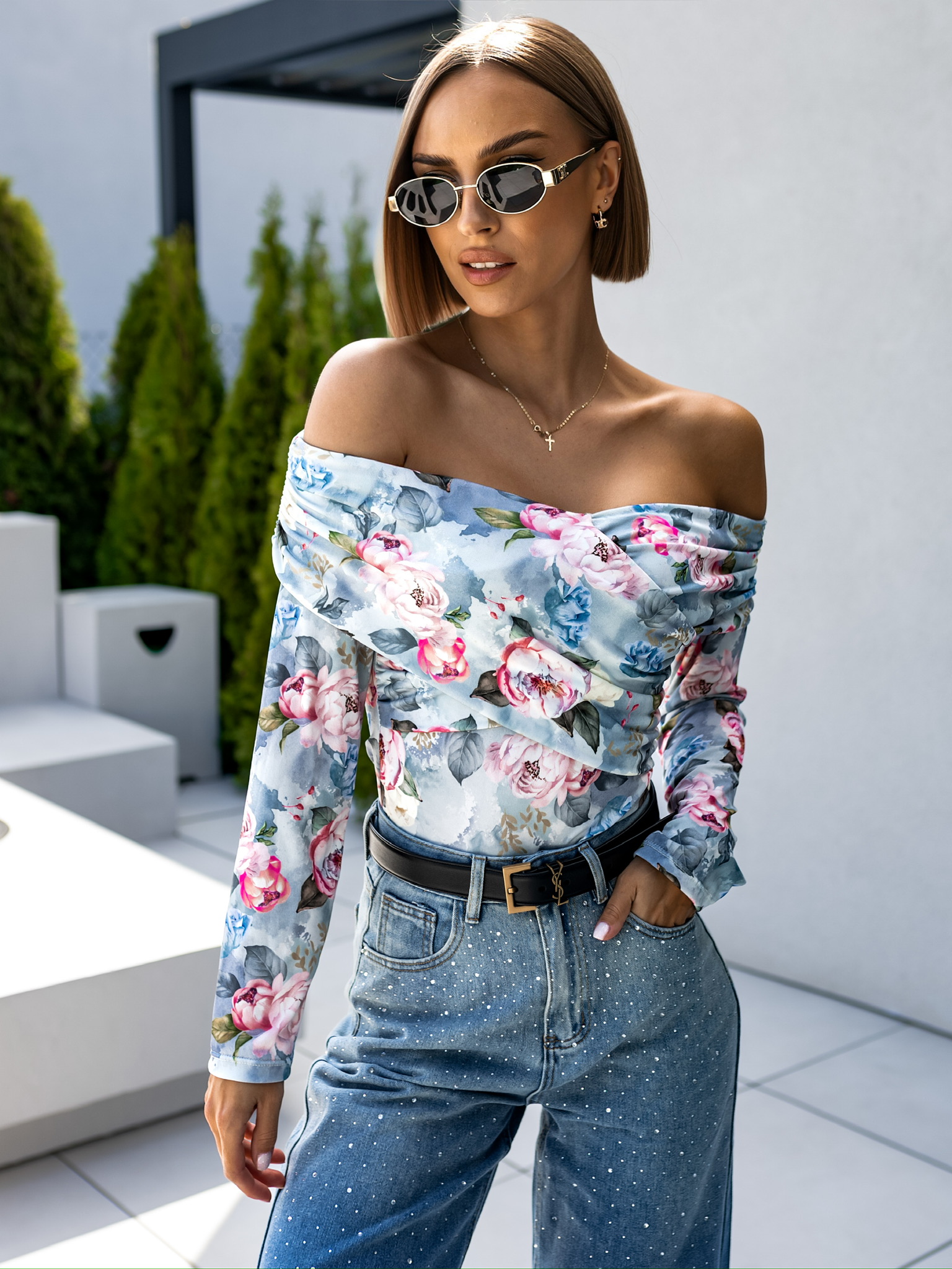 Světle modré květinové body LIBAROT Velikost: ONESIZE - Obrázek 2