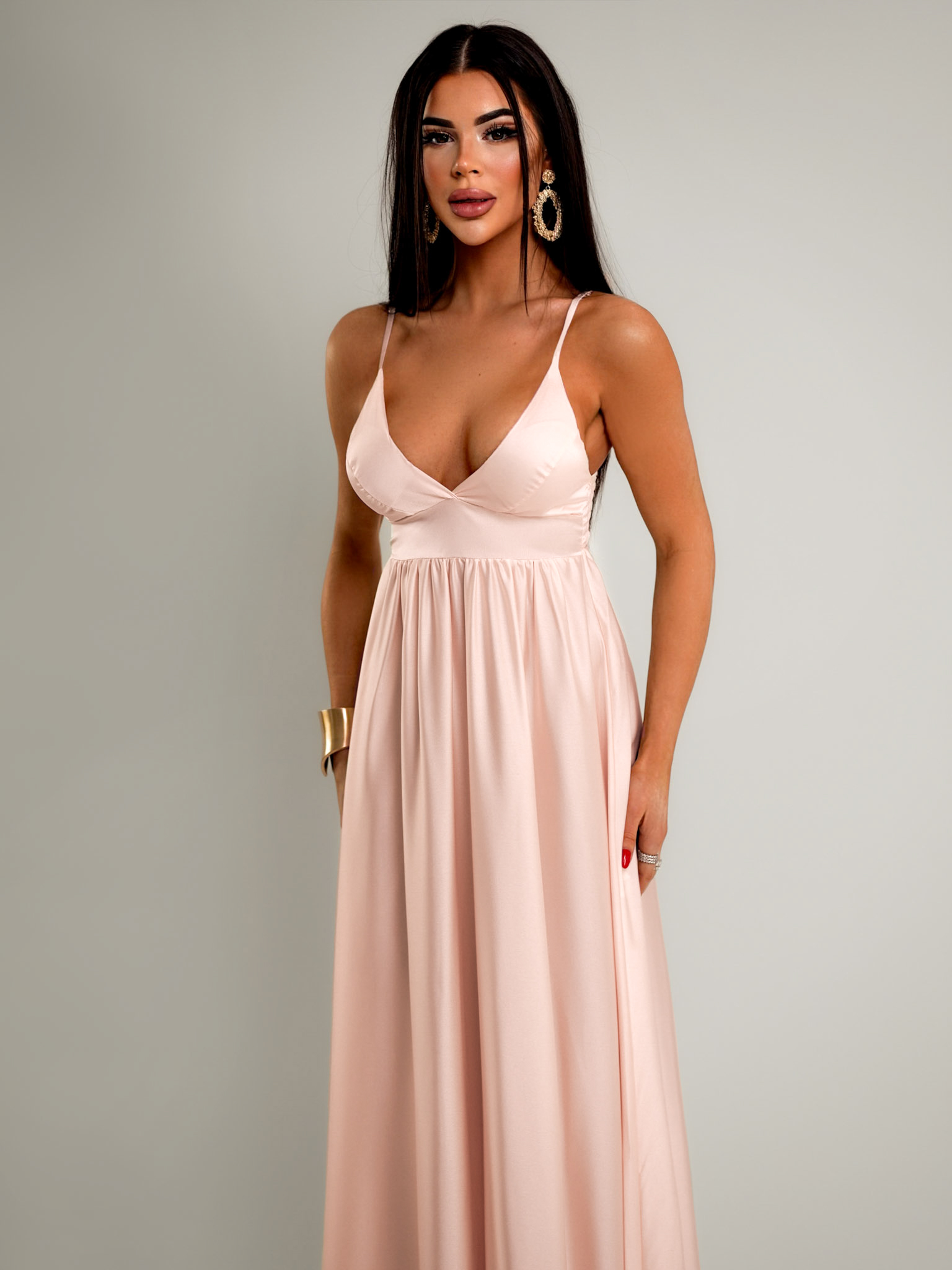 Světle růžové elegantní šaty MAKANY - Obrázek 2