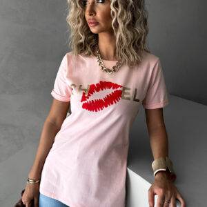 Světle růžové triko CHANELLO s potiskem Velikost: ONESIZE