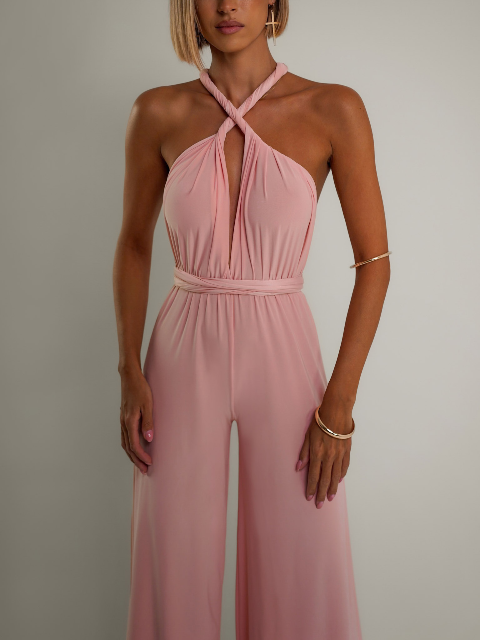 Světle růžový dlouhý variabilní overal PERCY na zavazování Velikost: ONESIZE - Obrázek 2